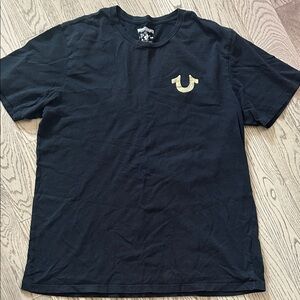 True Religion Black Tee with Gold Emblem
